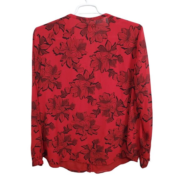 Coldwater Creek 2X Blouse Floral Print Chiffon Button Down Banded Collar Shirt - Picture 3 of 10